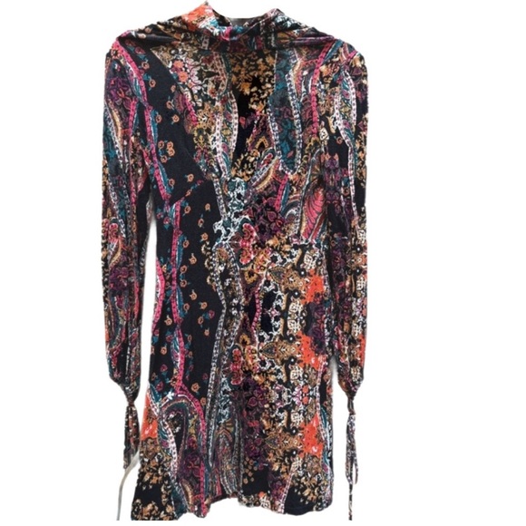 Free People “All Dolled Up” Paisley Mini Dress Open Back XS - Picture 4 of 9
